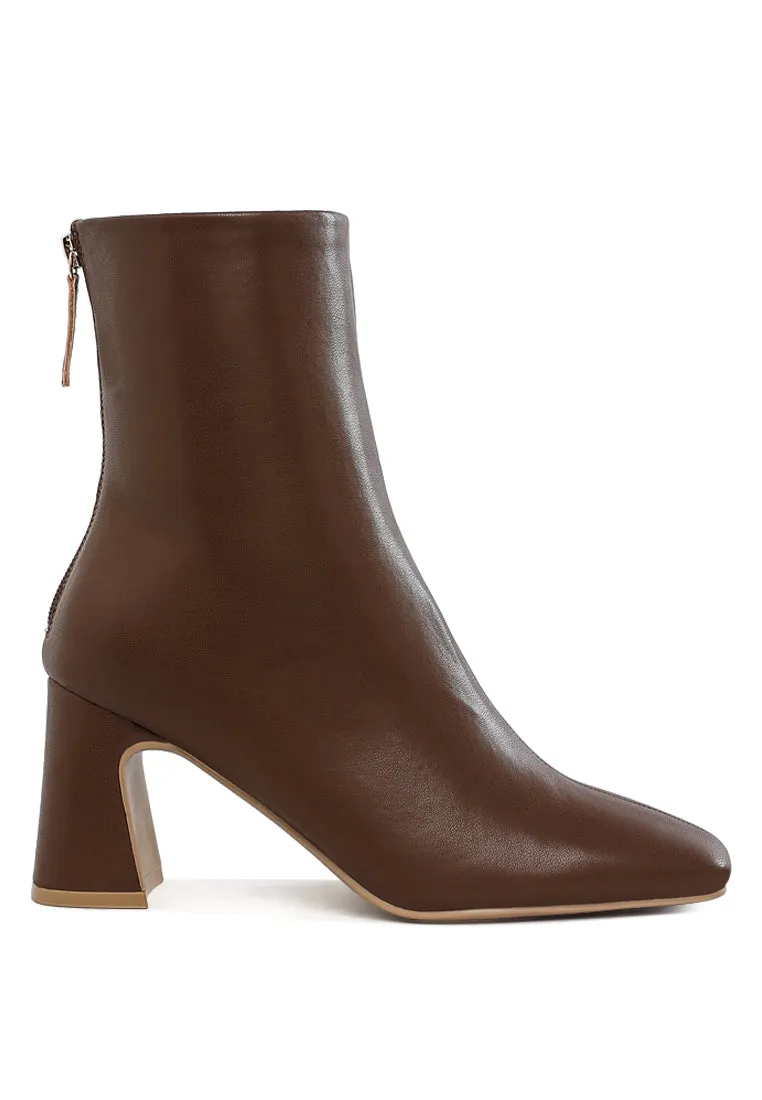 Faux Leather Square Toe Ankle Boots By RUW