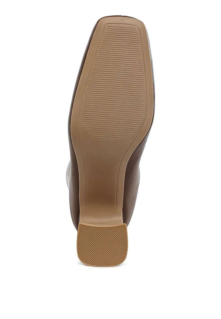 Faux Leather Square Toe Ankle Boots By RUW