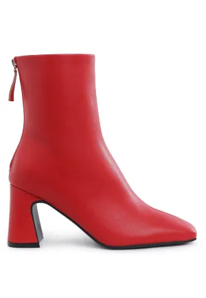 Faux Leather Square Toe Ankle Boots By RUW