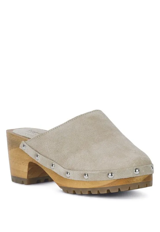 Fine Suede Clog Mules