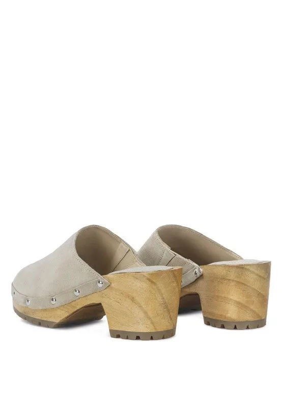 Fine Suede Clog Mules