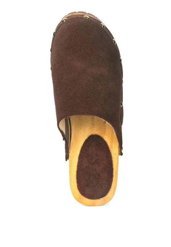 Fine Suede Clog Mules