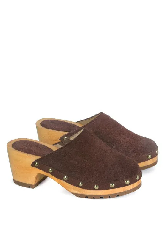 Fine Suede Clog Mules