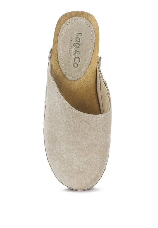 Fine Suede Clog Mules