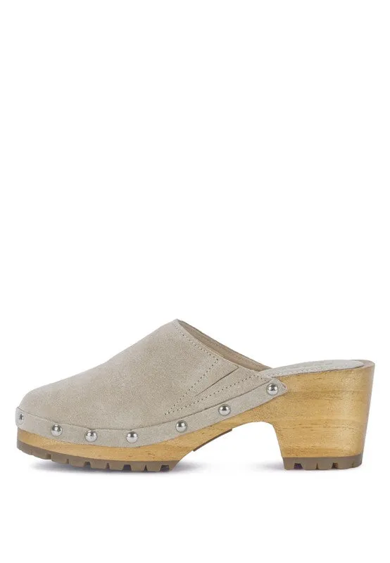 Fine Suede Clog Mules