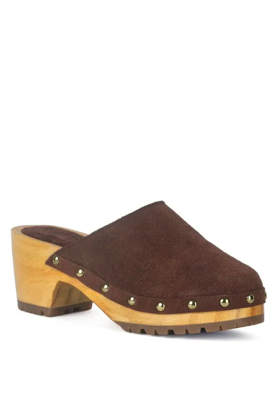 Fine Suede Clog Mules