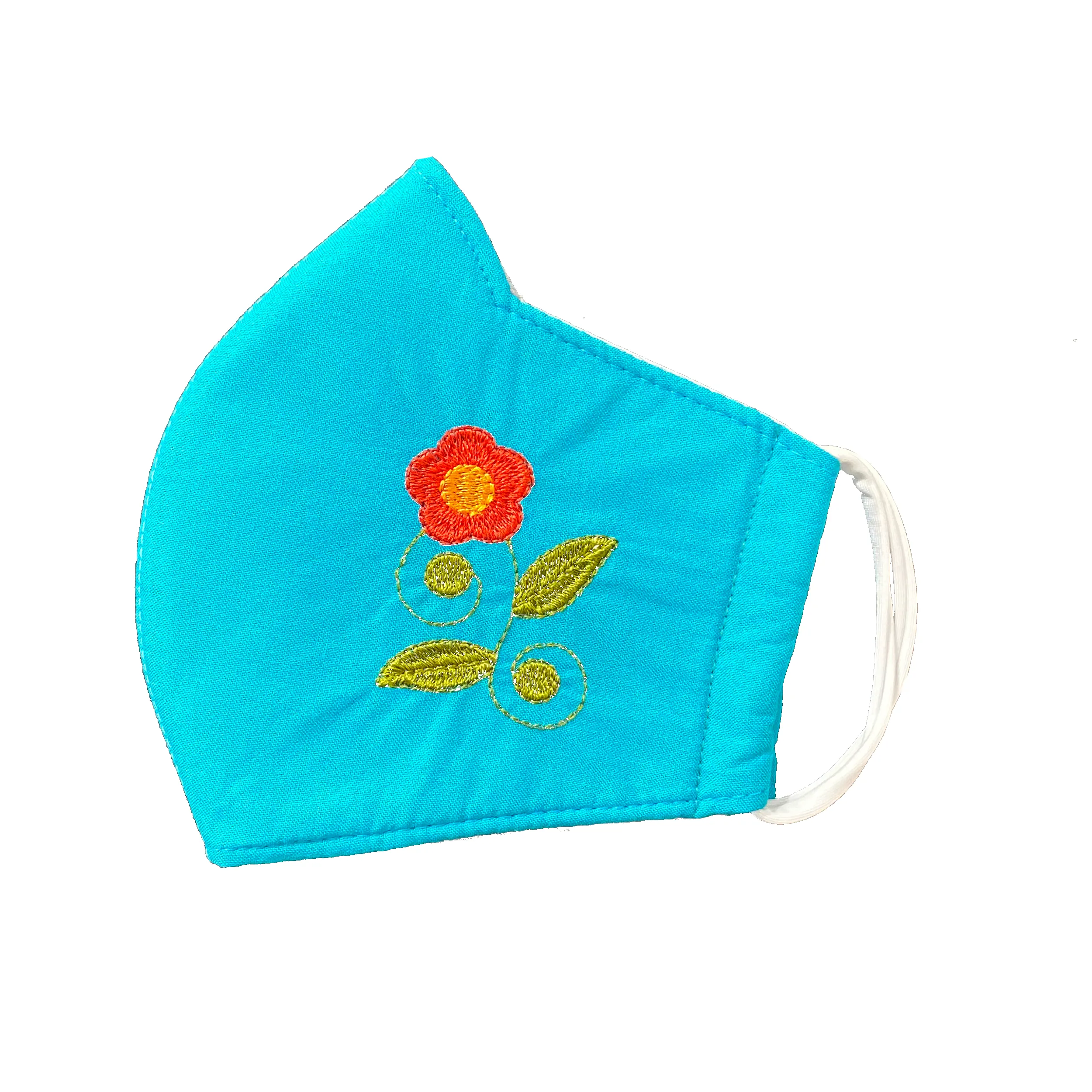 Flower Embroidery | Non-Medical | Triple Layer | Reusable | Washable | Soft Cotton Fabric Adult Mask with Dust Filter