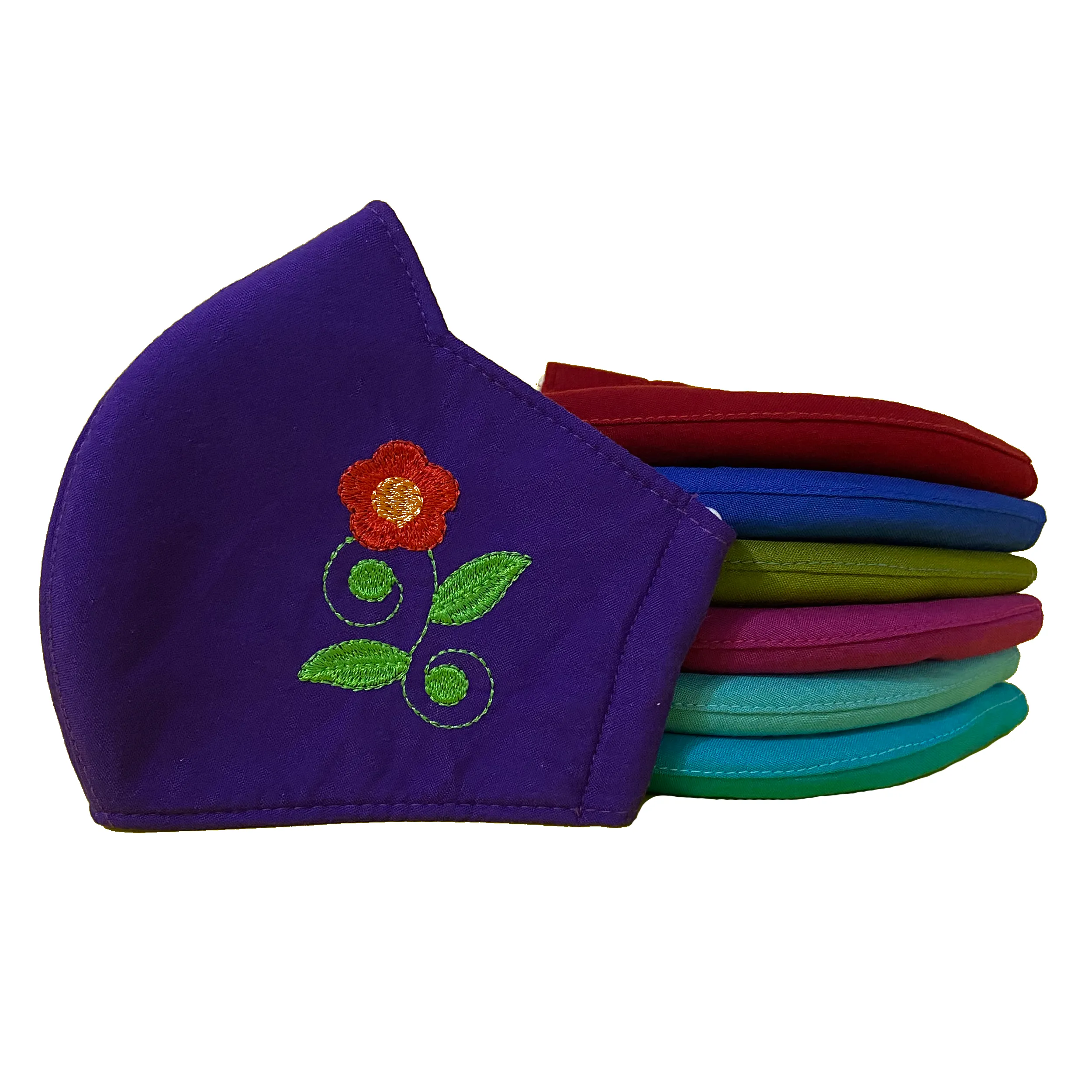 Flower Embroidery | Non-Medical | Triple Layer | Reusable | Washable | Soft Cotton Fabric Adult Mask with Dust Filter