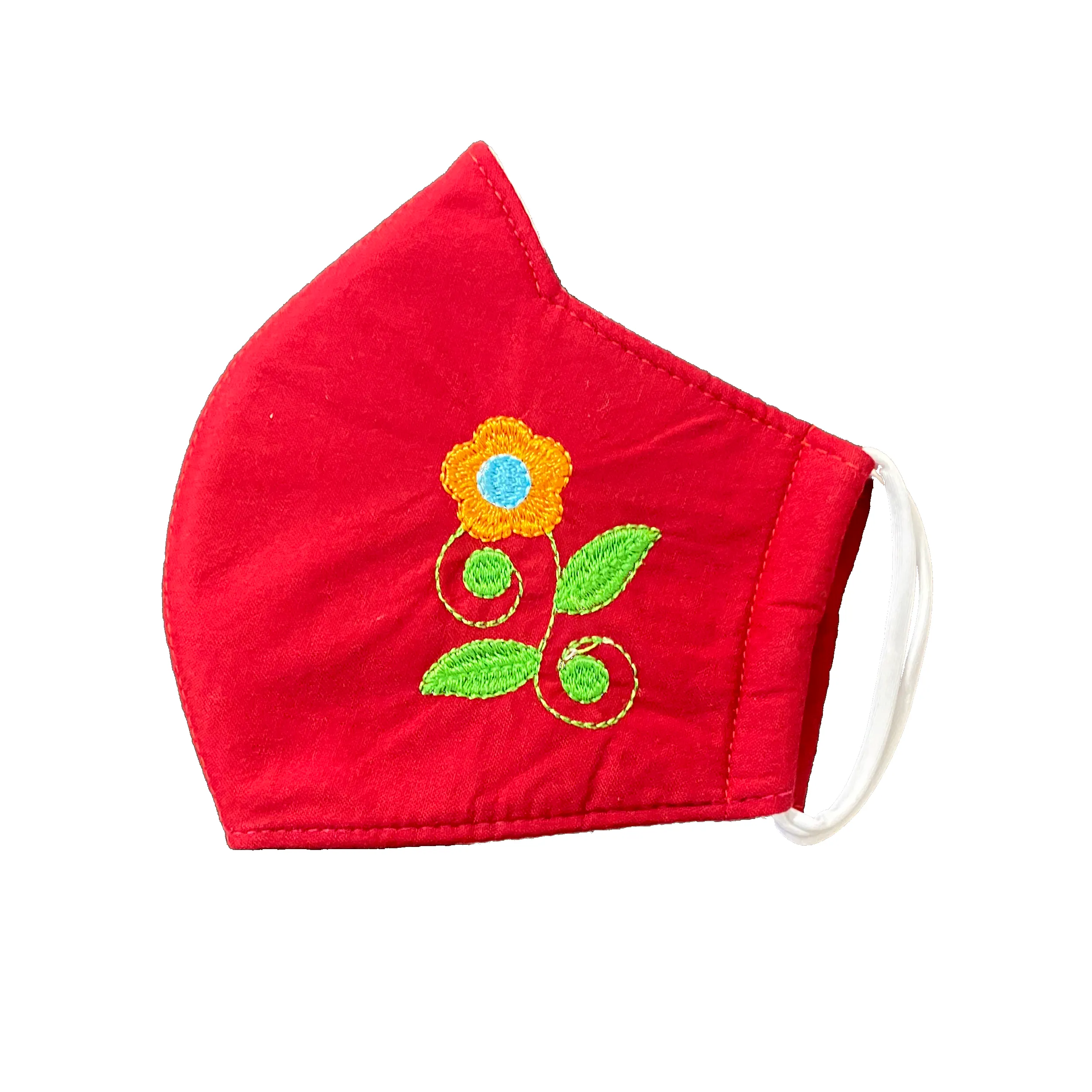 Flower Embroidery | Non-Medical | Triple Layer | Reusable | Washable | Soft Cotton Fabric Adult Mask with Dust Filter