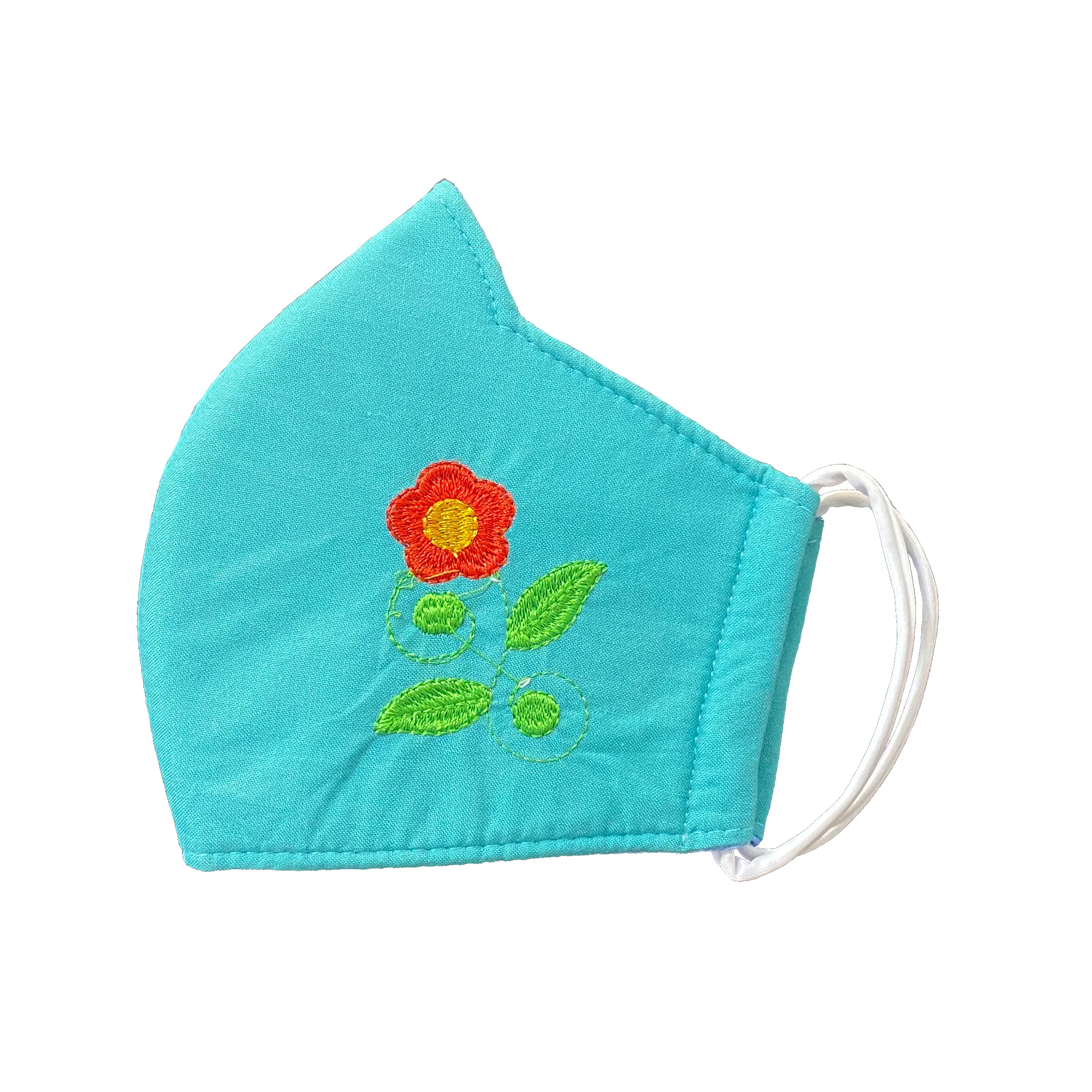 Flower Embroidery | Non-Medical | Triple Layer | Reusable | Washable | Soft Cotton Fabric Adult Mask with Dust Filter