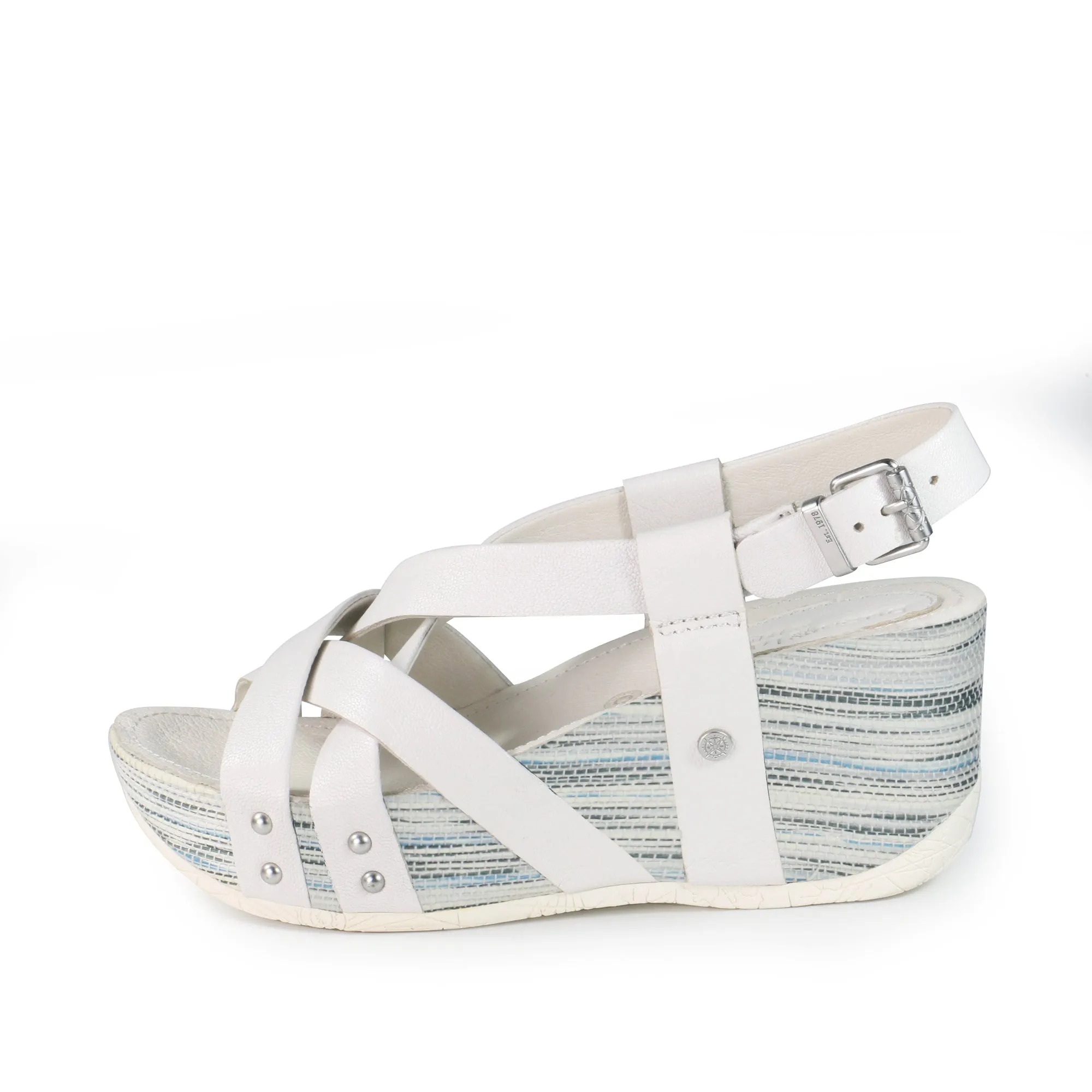 Formentera Cross Straps Wedge Sandals (Bianco)