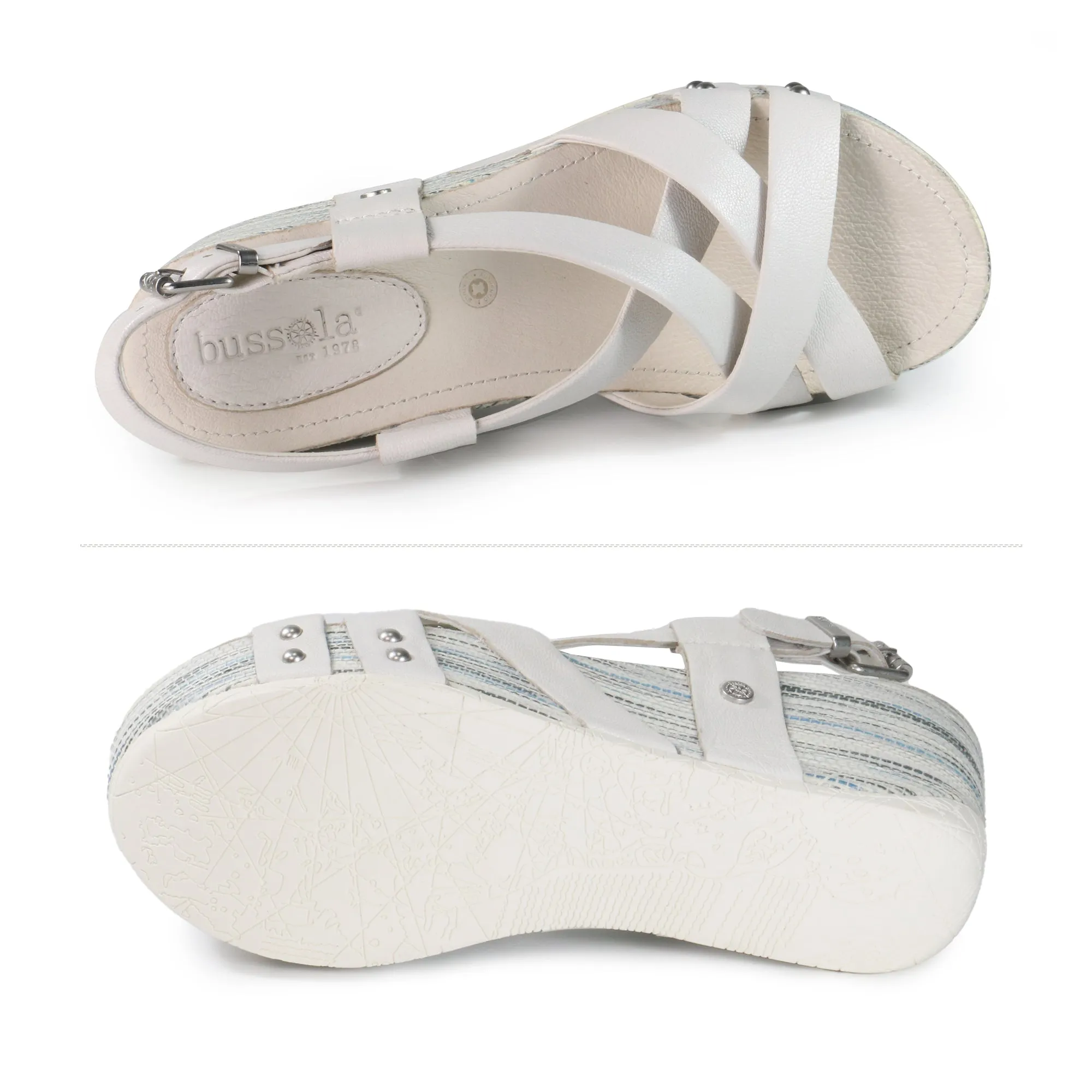 Formentera Cross Straps Wedge Sandals (Bianco)