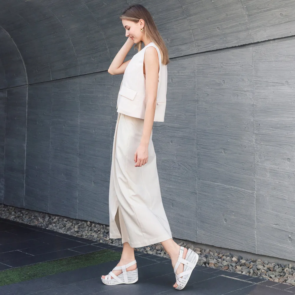 Formentera Cross Straps Wedge Sandals (Bianco)