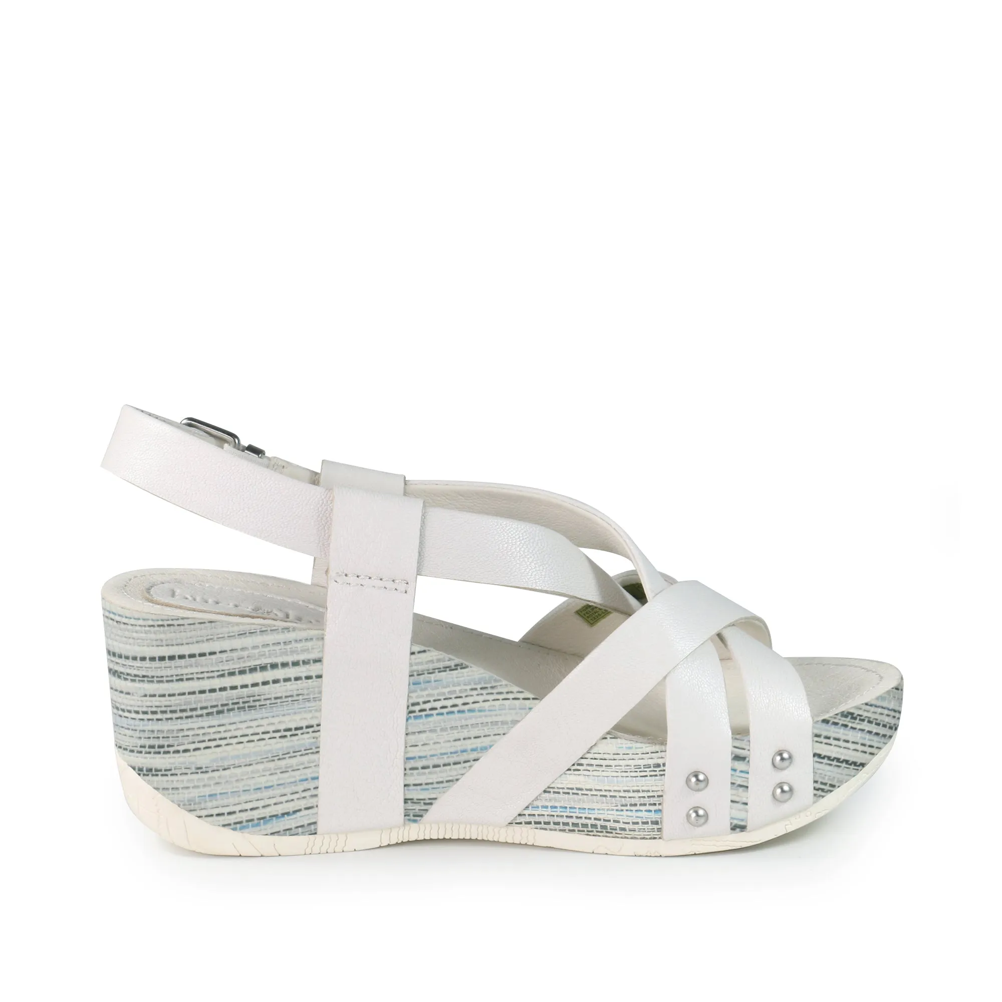Formentera Cross Straps Wedge Sandals (Bianco)