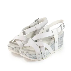 Formentera Cross Straps Wedge Sandals (Bianco)