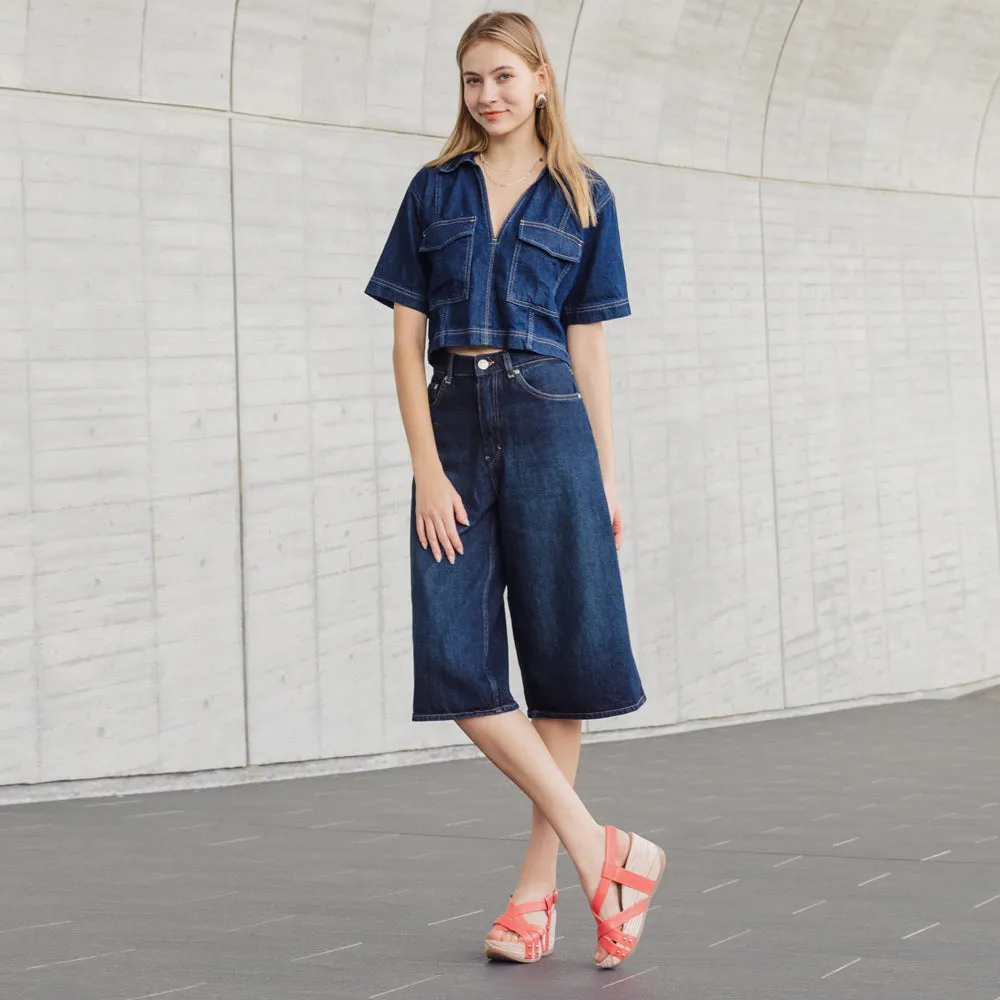Formentera Cross Straps Wedge Sandals (Coral)