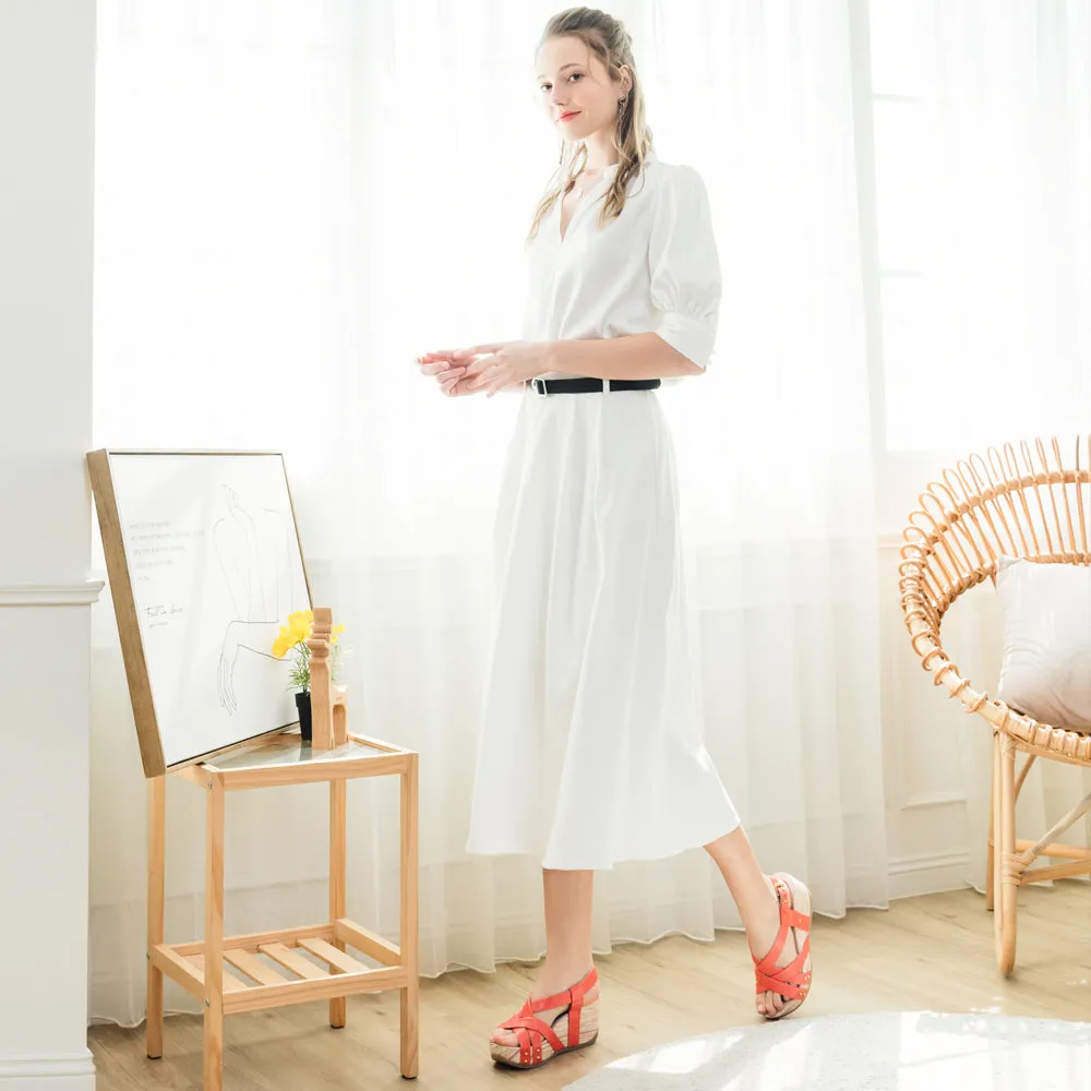 Formentera Cross Straps Wedge Sandals (Coral)