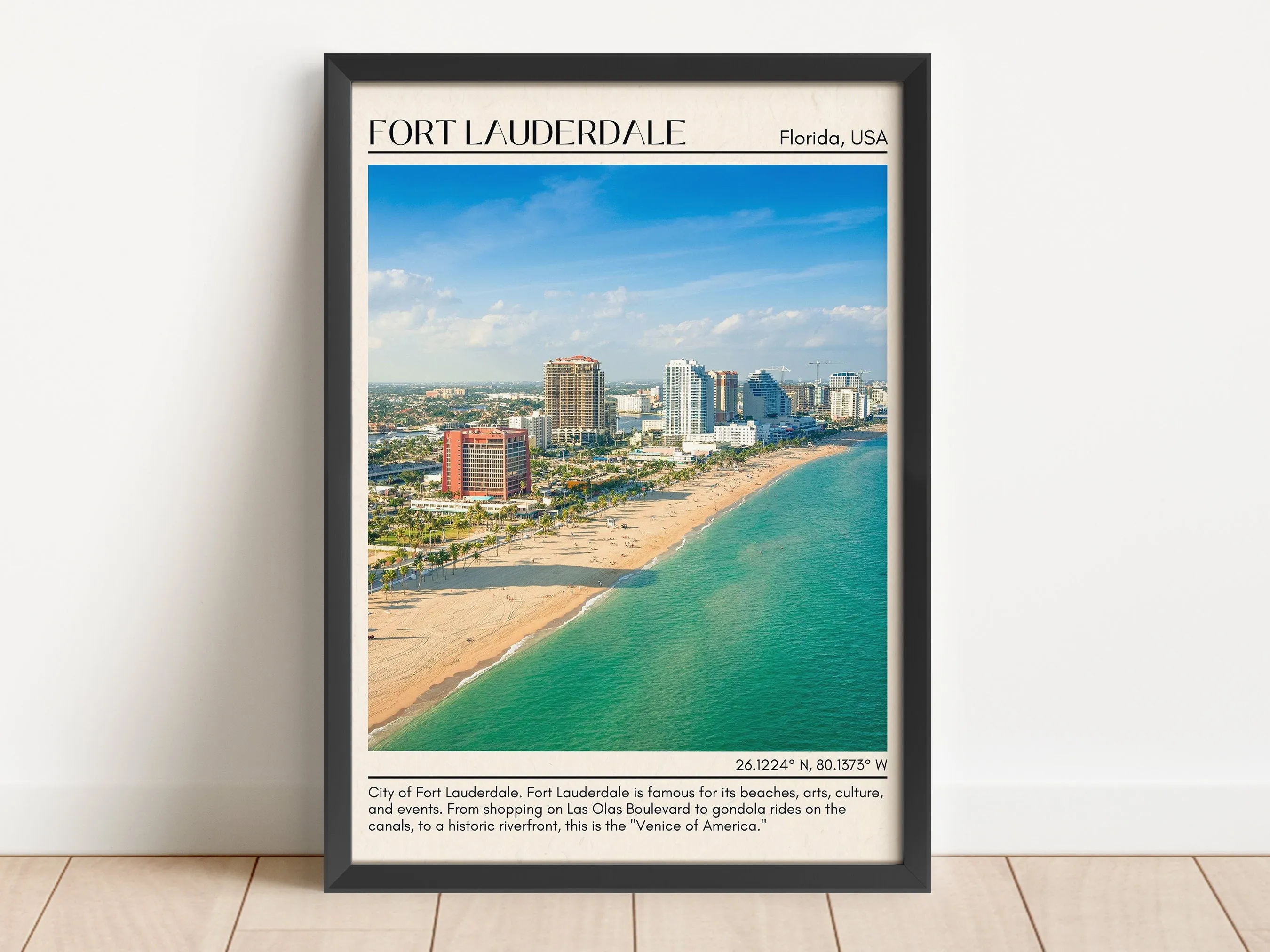 Fort Lauderdale Minimal Wall Art, Florida, USA