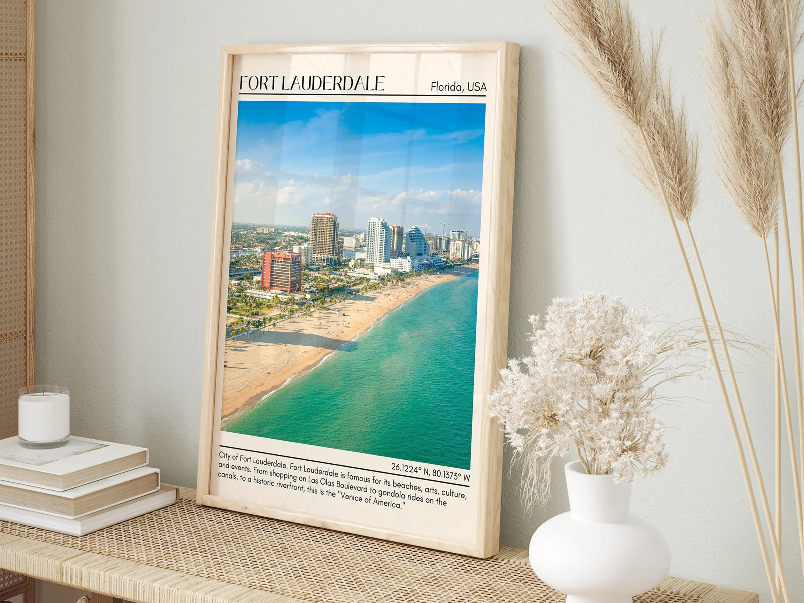 Fort Lauderdale Minimal Wall Art, Florida, USA