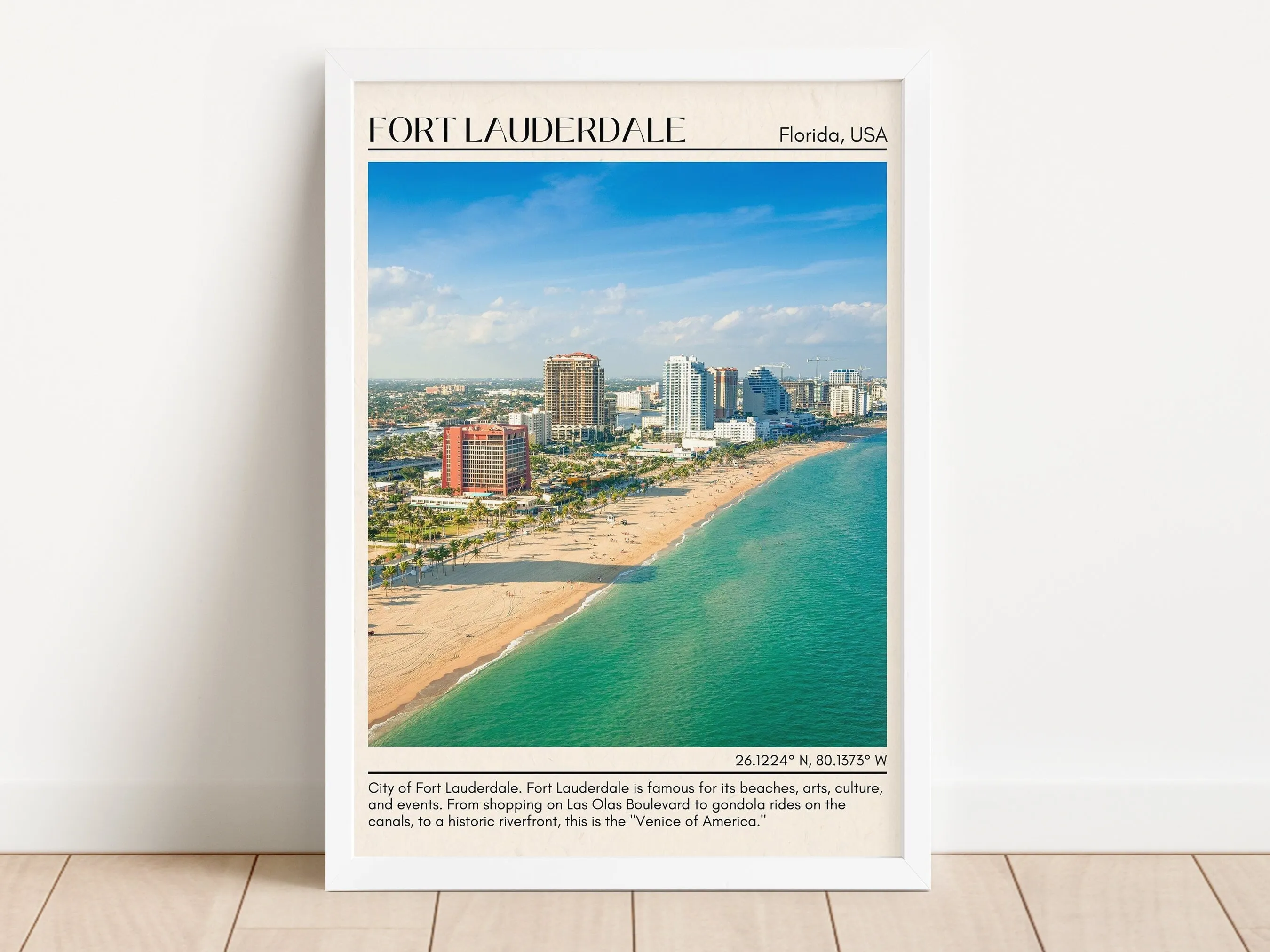 Fort Lauderdale Minimal Wall Art, Florida, USA