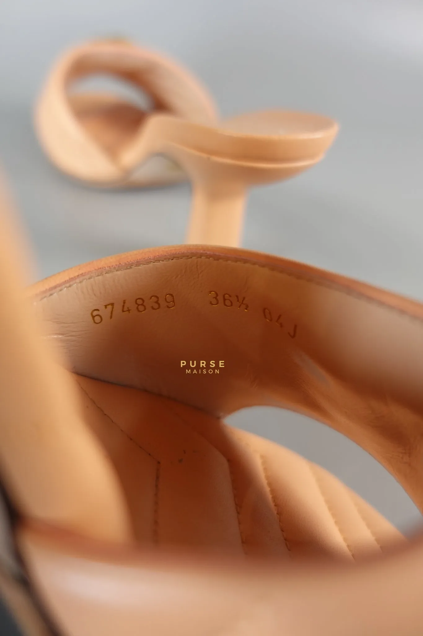 GG Marmont in Peachy Chic Leather Heels Sandals Size 36.5 (24cm)