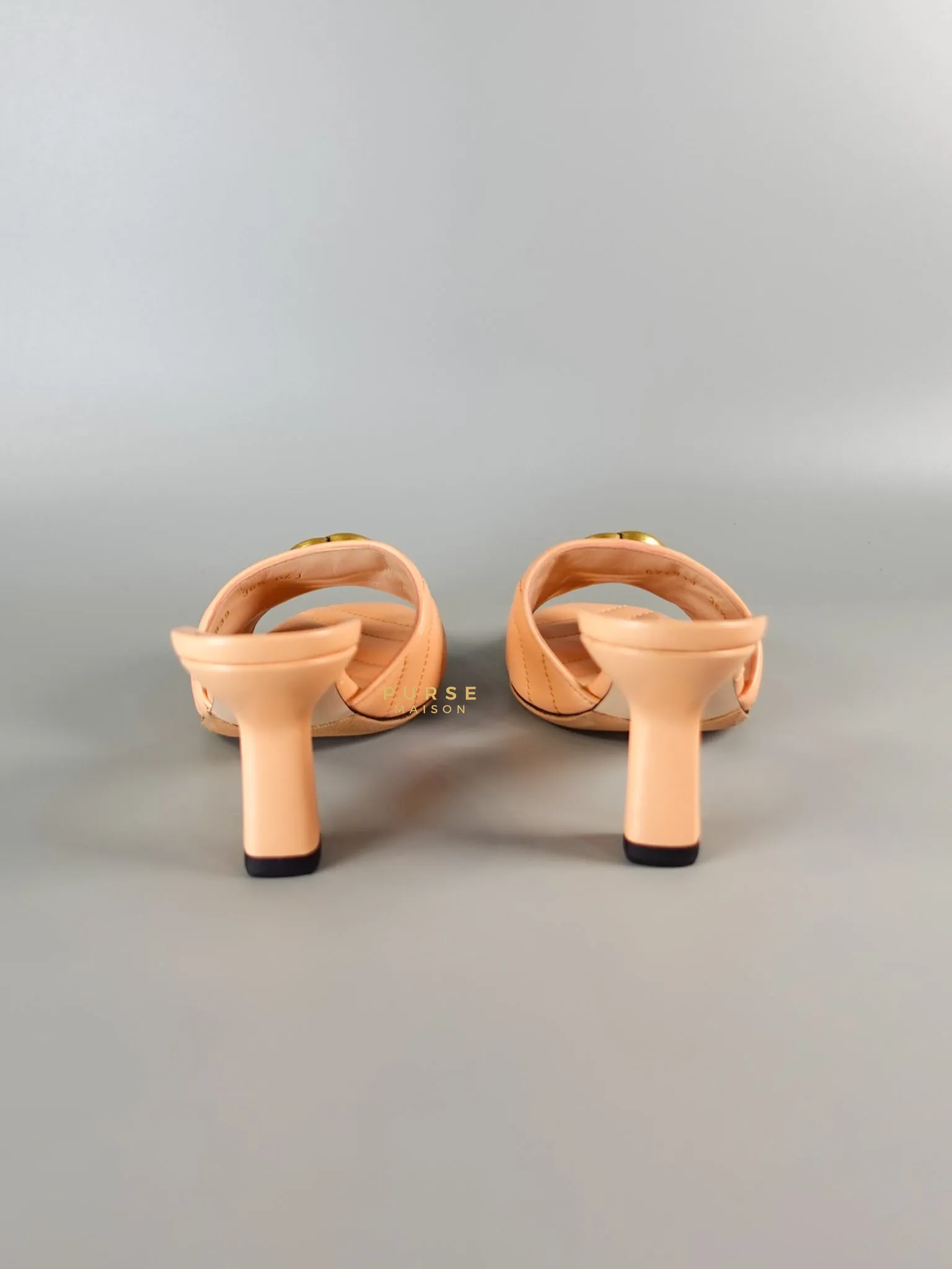 GG Marmont in Peachy Chic Leather Heels Sandals Size 36.5 (24cm)