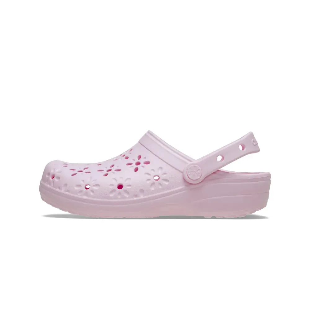 Giày Clog Unisex Crocs Classic Floral Cutout - Pink Milk