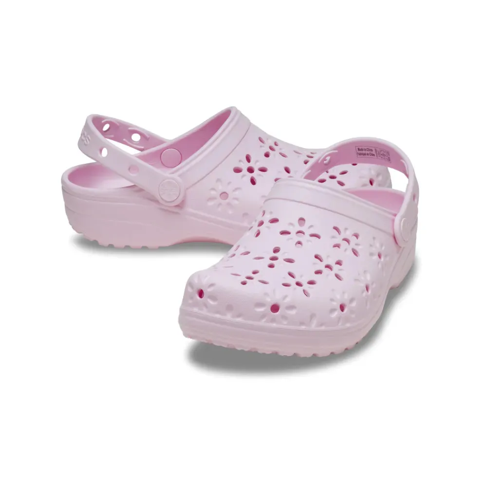 Giày Clog Unisex Crocs Classic Floral Cutout - Pink Milk