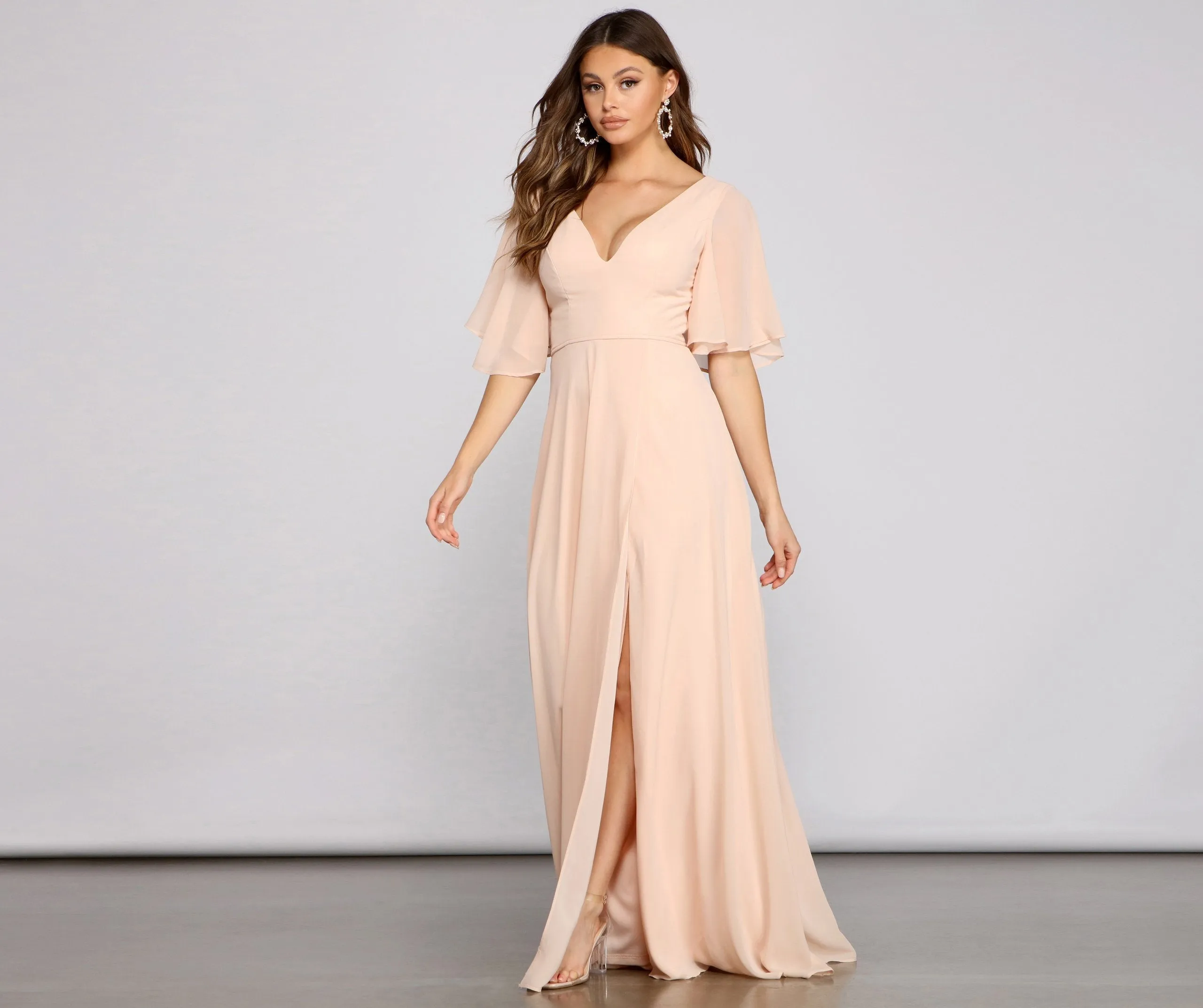 Greta Formal High Charming Slit Chiffon Dress