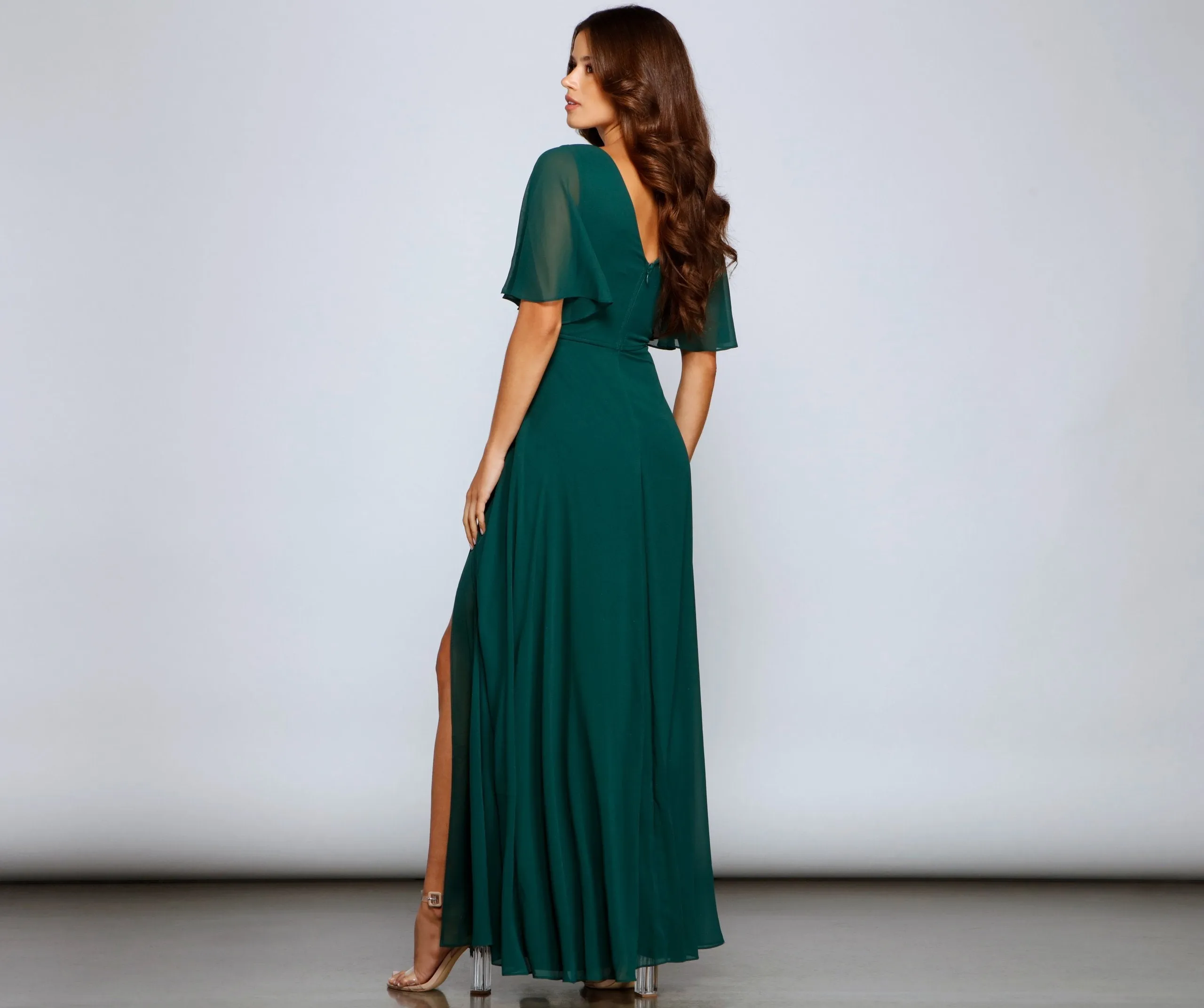 Greta Formal High Charming Slit Chiffon Dress