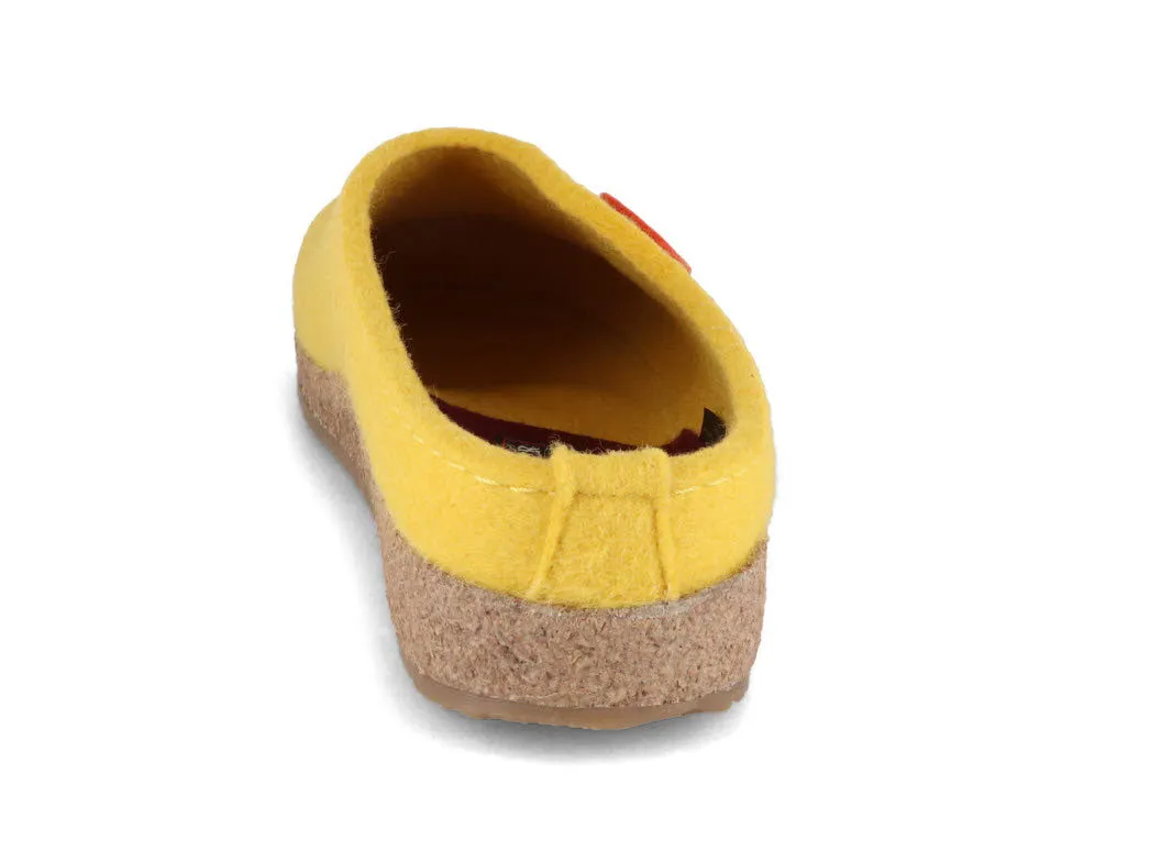 HAFLINGER Women Felt Clogs 'Grizzly Kanon', yellow