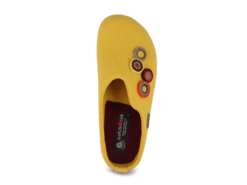HAFLINGER Women Felt Clogs 'Grizzly Kanon', yellow