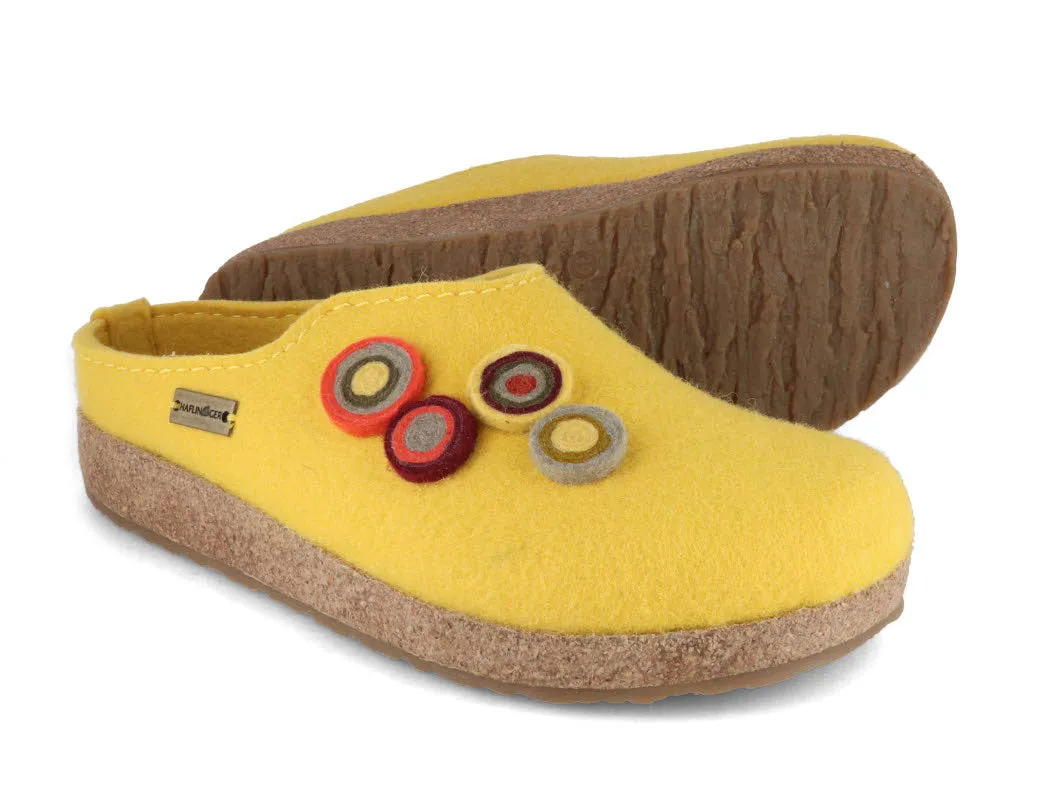 HAFLINGER Women Felt Clogs 'Grizzly Kanon', yellow