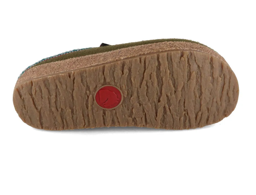 HAFLINGER Women Men GZ Felt Clogs 'Grizzly Franzl', olive