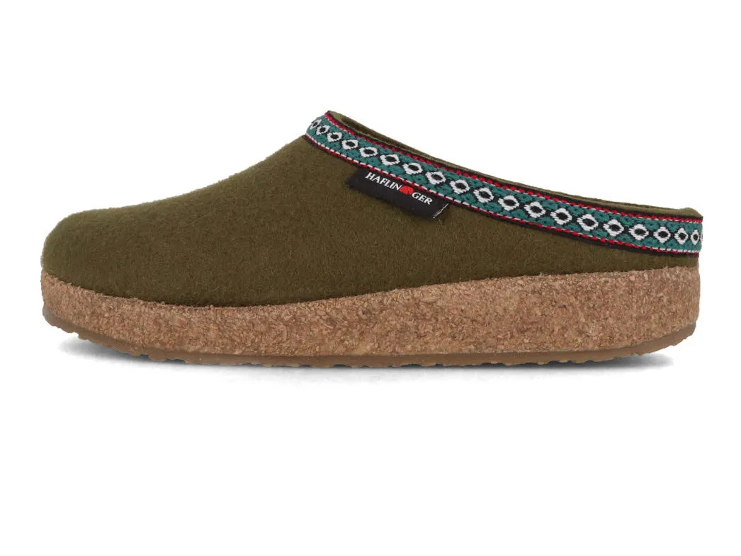 HAFLINGER Women Men GZ Felt Clogs 'Grizzly Franzl', olive