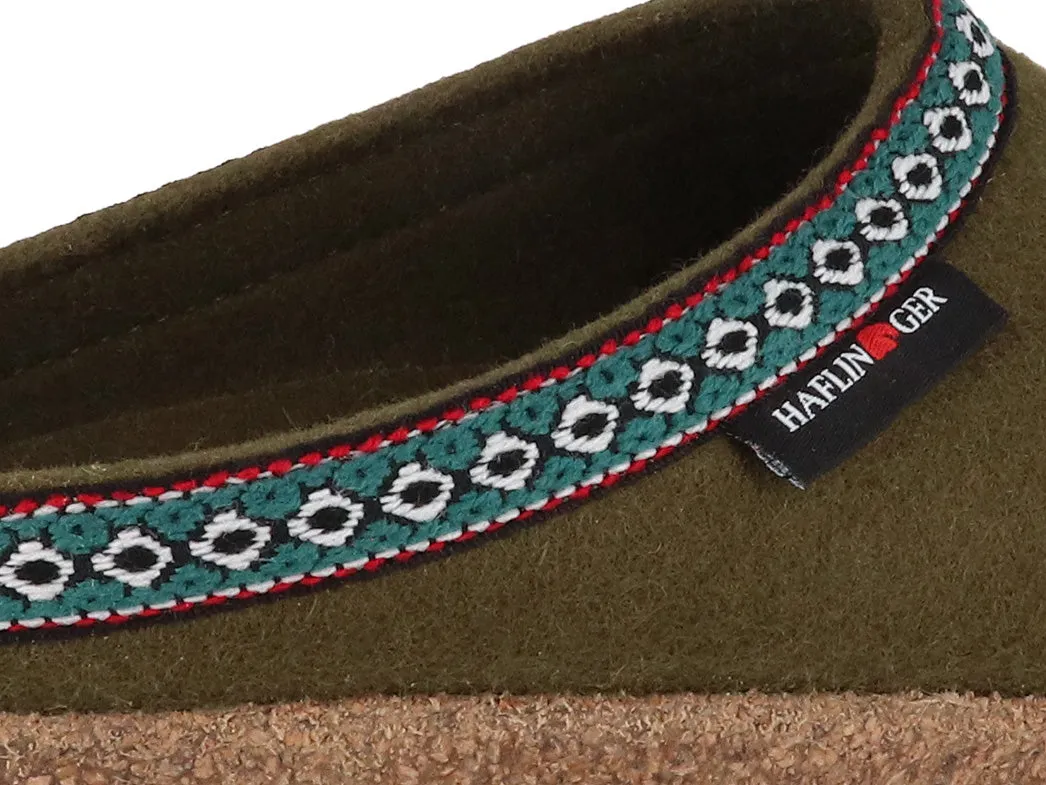 HAFLINGER Women Men GZ Felt Clogs 'Grizzly Franzl', olive