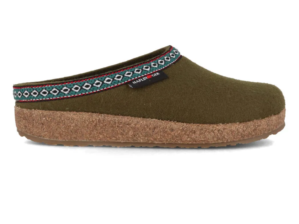 HAFLINGER Women Men GZ Felt Clogs 'Grizzly Franzl', olive