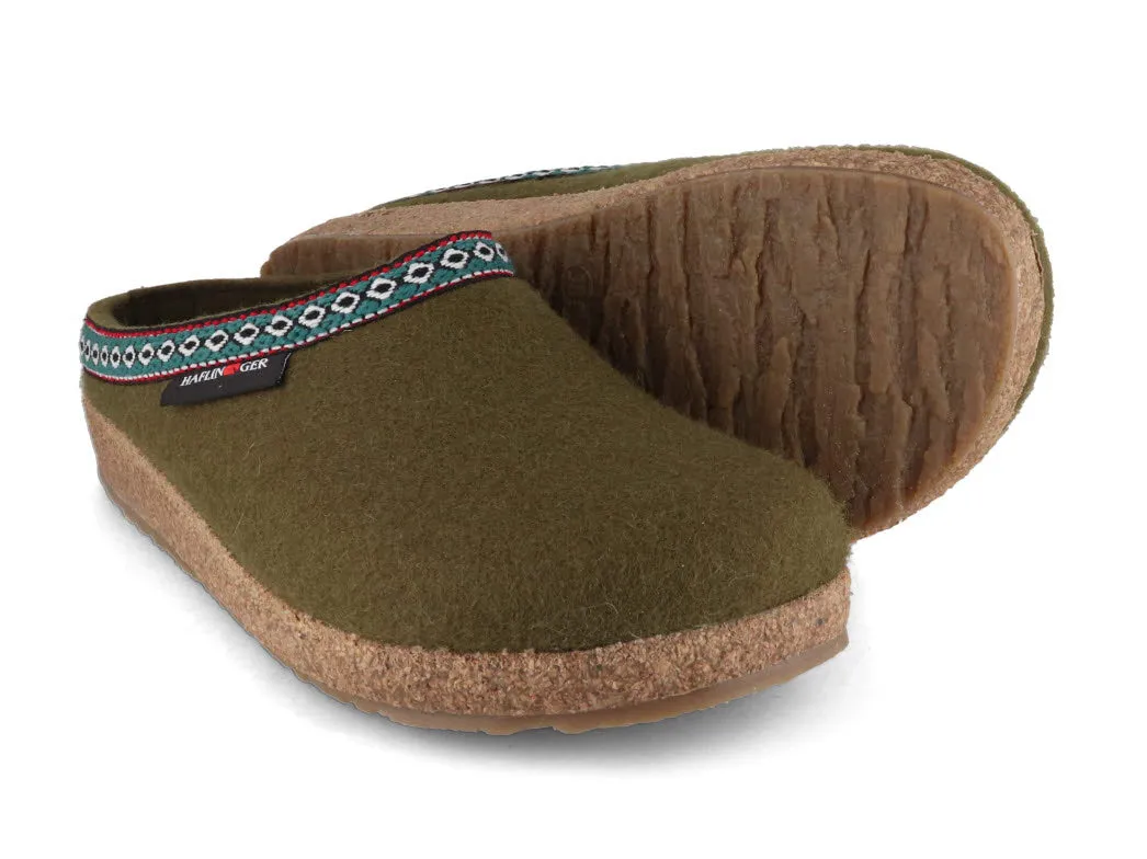 HAFLINGER Women Men GZ Felt Clogs 'Grizzly Franzl', olive