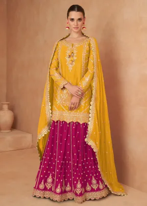 Haldi Yellow Embroidered Kurti Style Lehenga Set