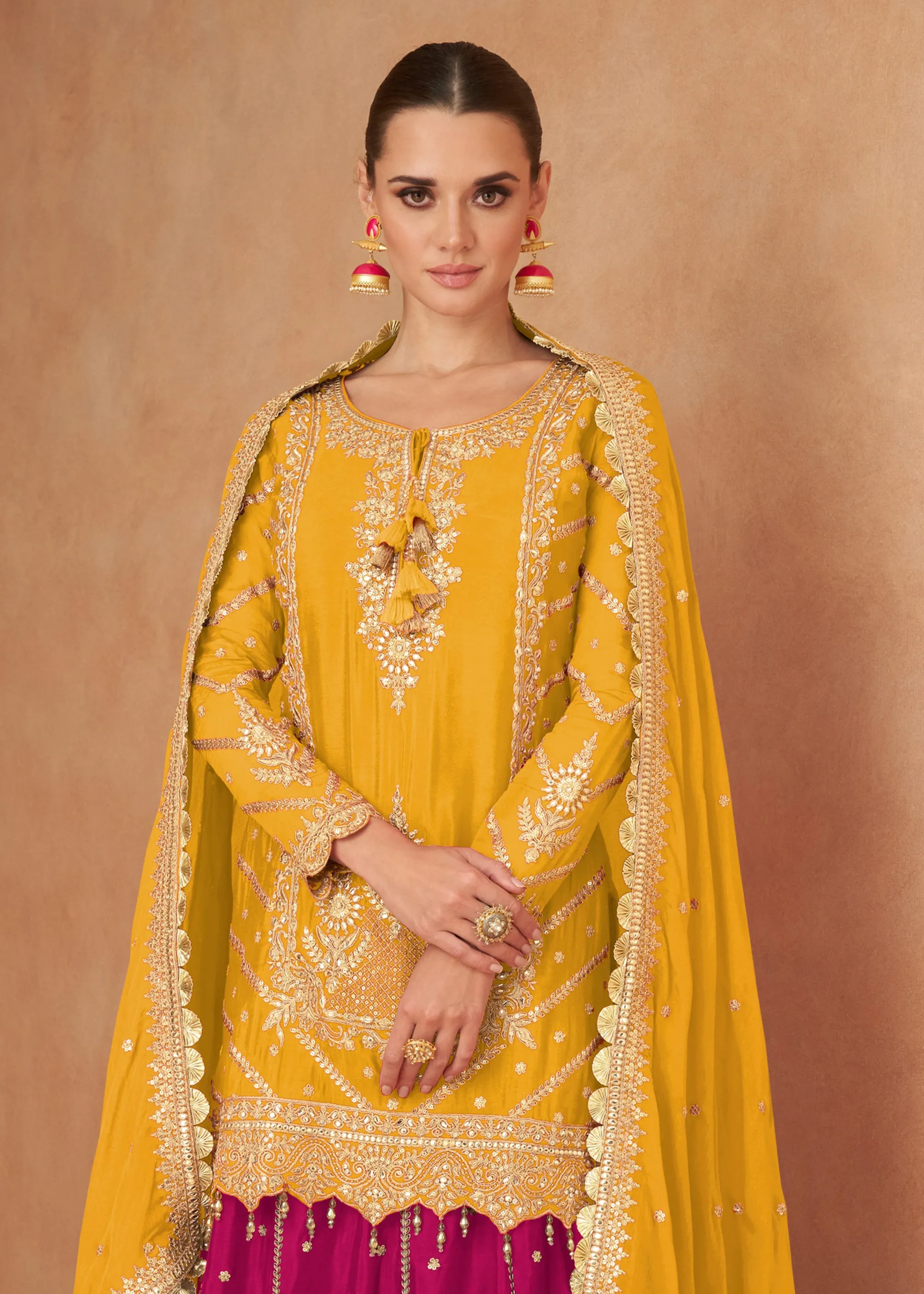 Haldi Yellow Embroidered Kurti Style Lehenga Set