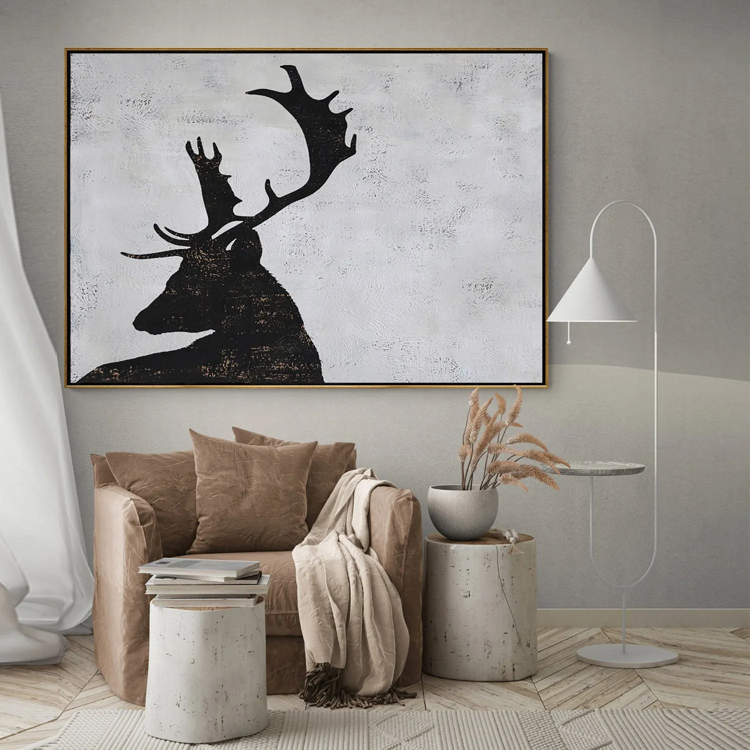 Horizontal Abstract Deer Painting H241H