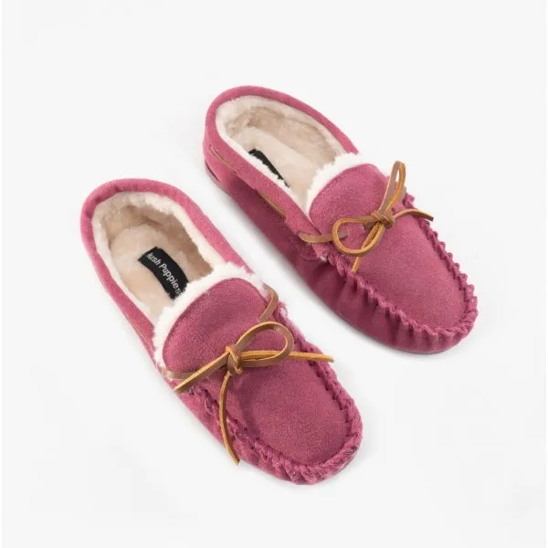 Hush Puppies ADDISON Girls Suede Moccasin Slippers Pink