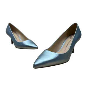 Isaac Mizrahi Live Womens Metallic Blue Leather Pointed Toe Heels Size 7.5M