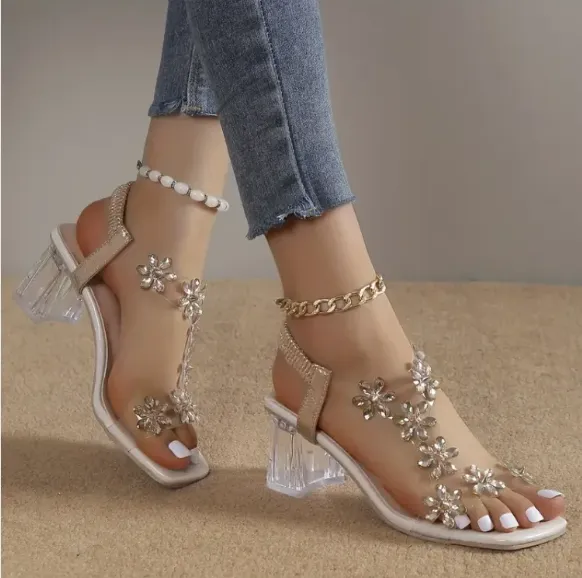 Issa Flower and Rhinestone Heel