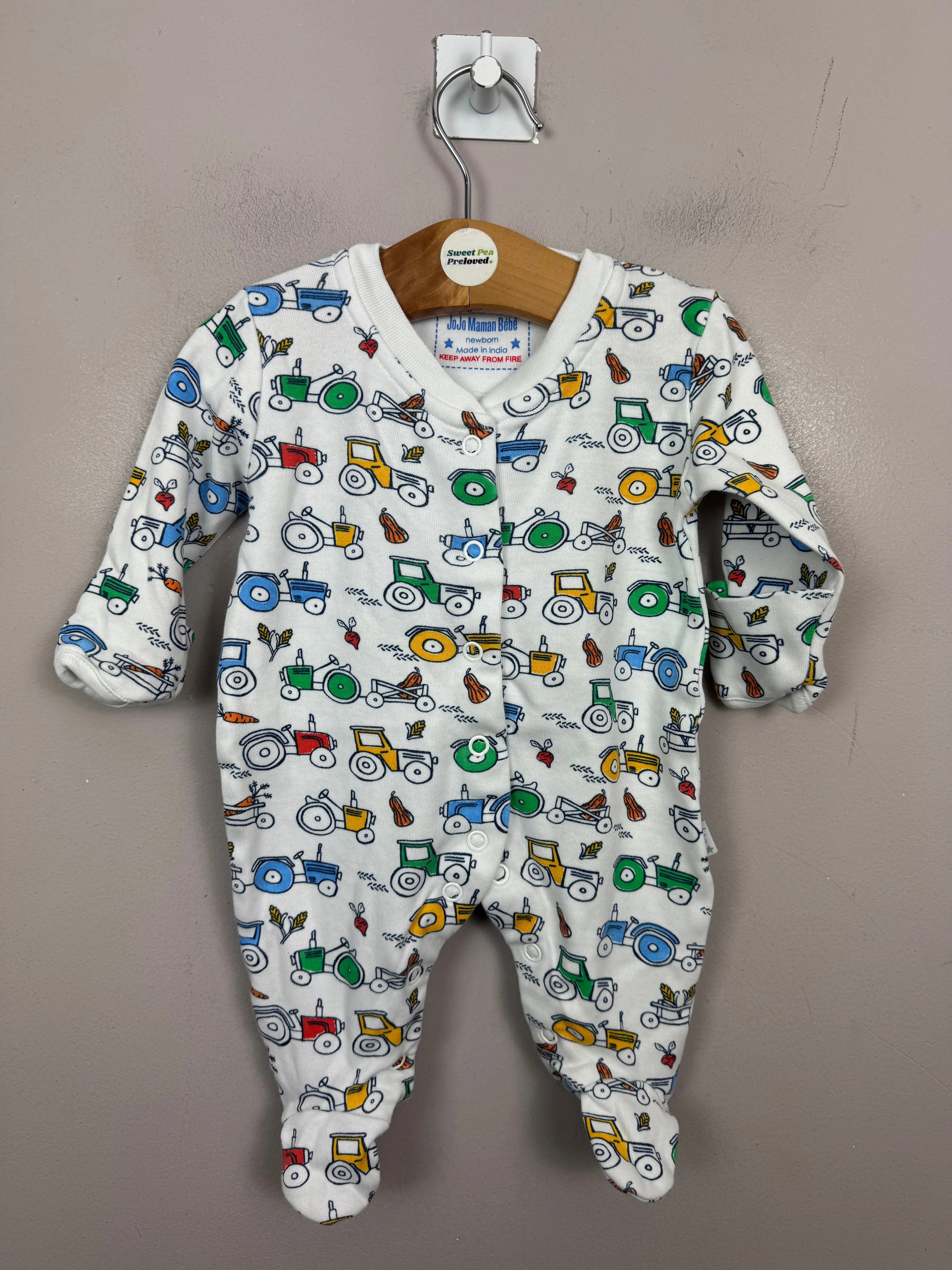 Jojo Maman Bebe Tractor Sleepsuit - Newborn