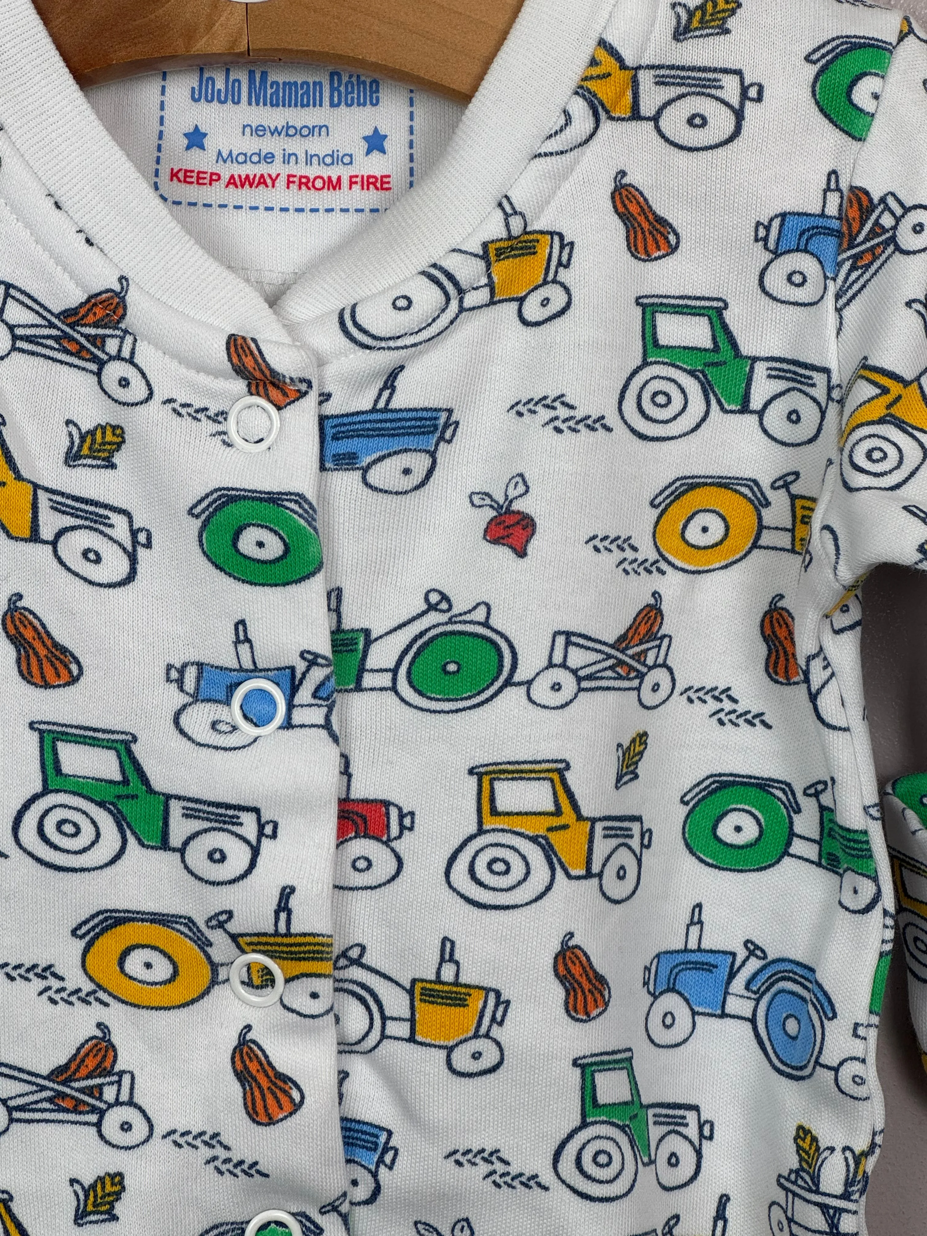 Jojo Maman Bebe Tractor Sleepsuit - Newborn