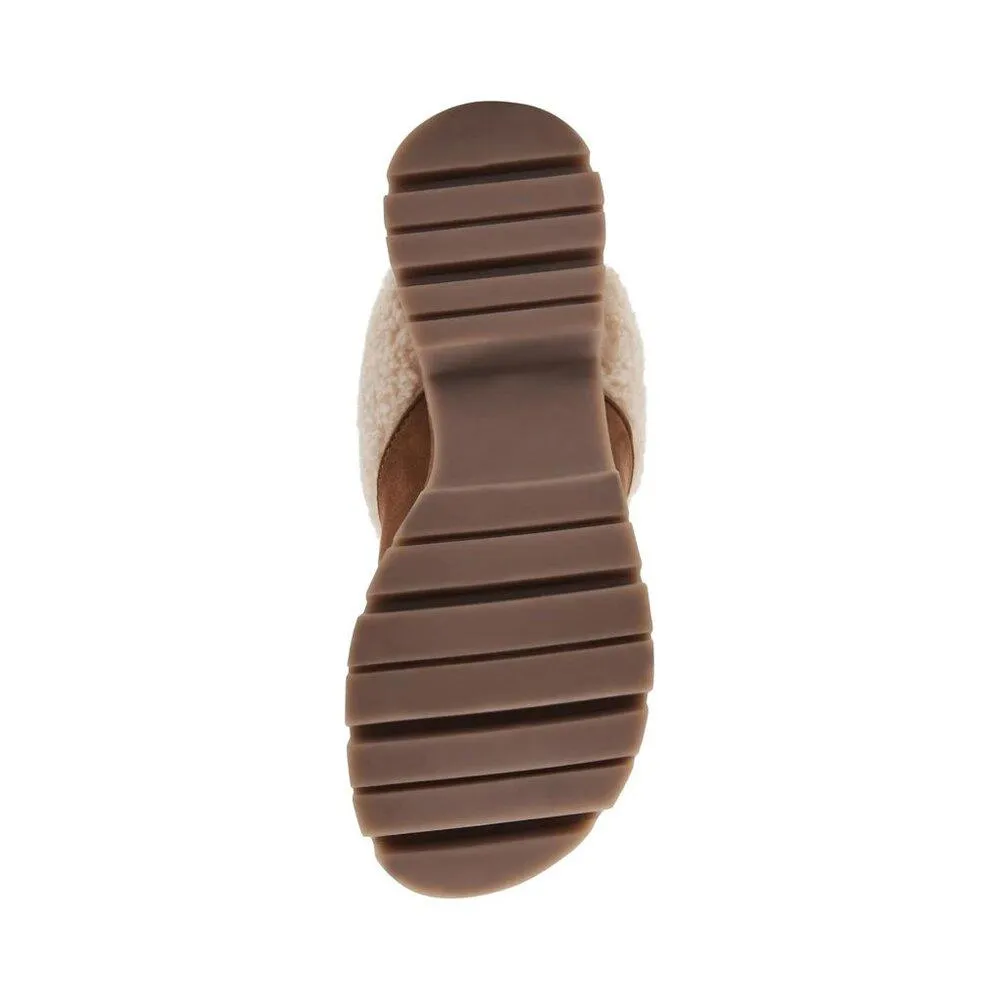 Juney Chestnut Suede Faux Fur Lined Slip On Clogs