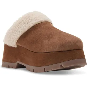 Juney Chestnut Suede Faux Fur Lined Slip On Clogs