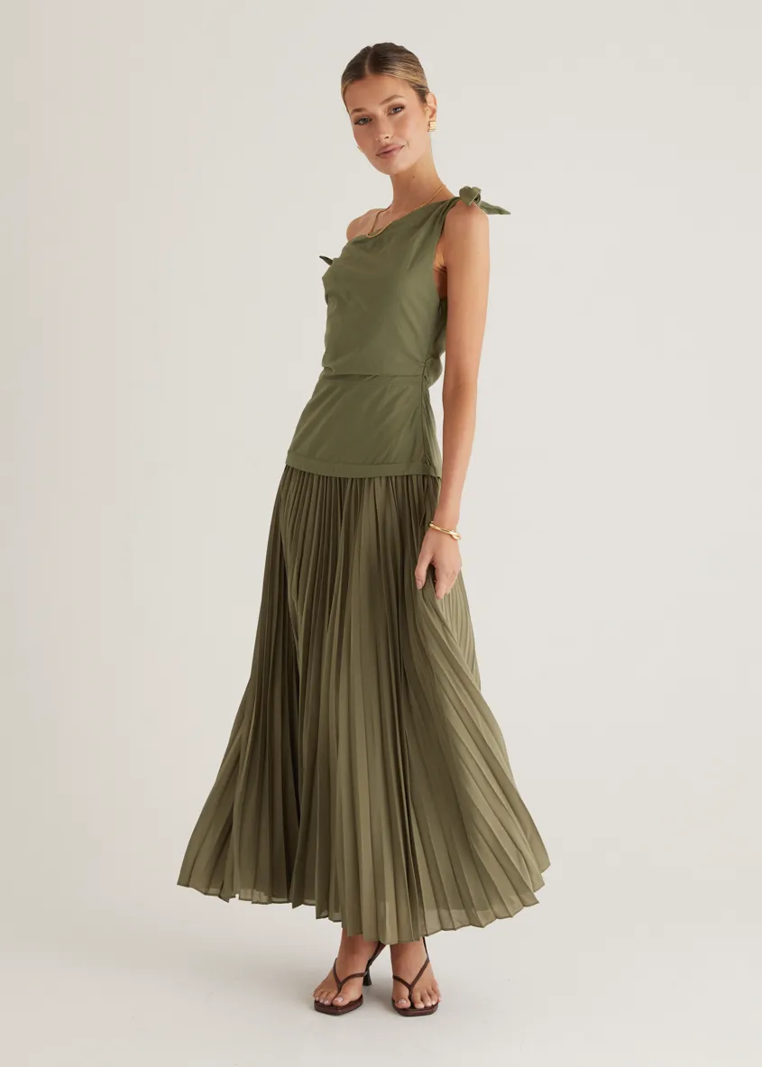 Keyla One Shoulder Maxi Dress - Khaki