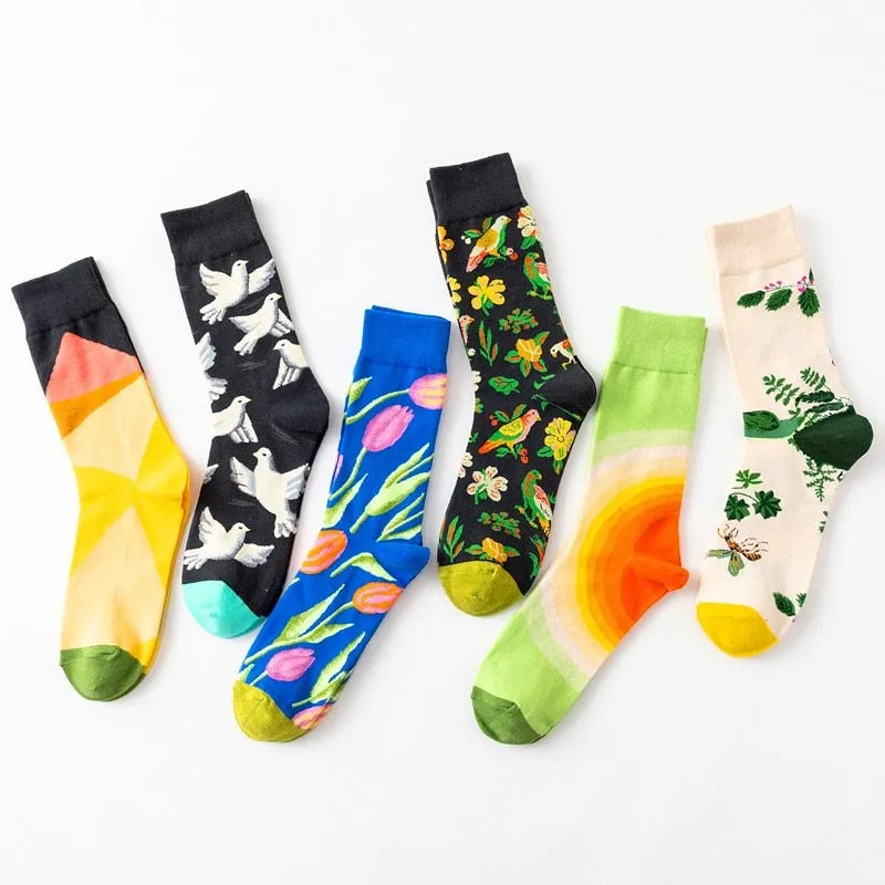 Kids Creative Sketch Print Breathable Funny Cotton Socks, 1 Pair  - Multiple Colours